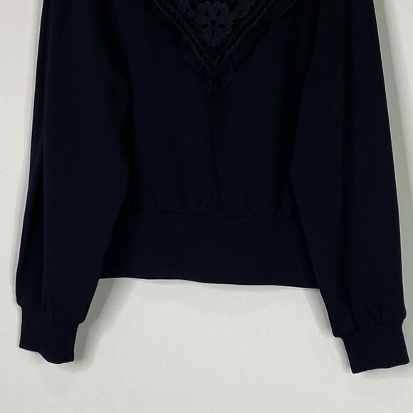 New Express Ruffle Lace Mock Neck Whimsy Goth Sweatshirt Women's Size Large - Picture 6 of 10